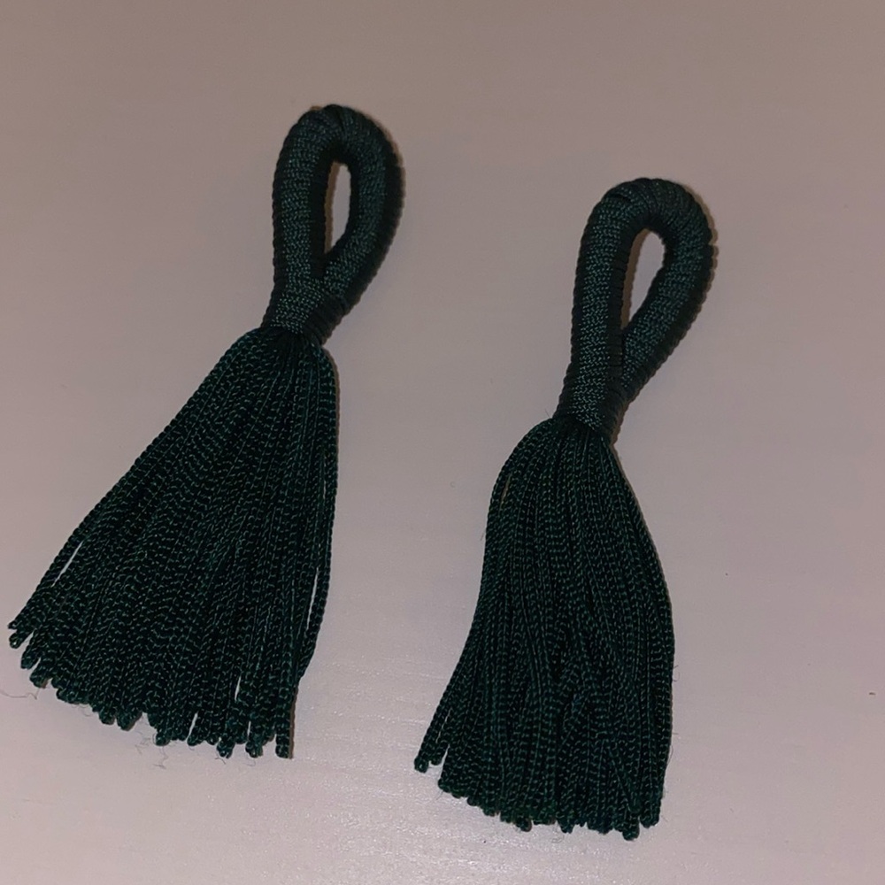 Green tassel earrings